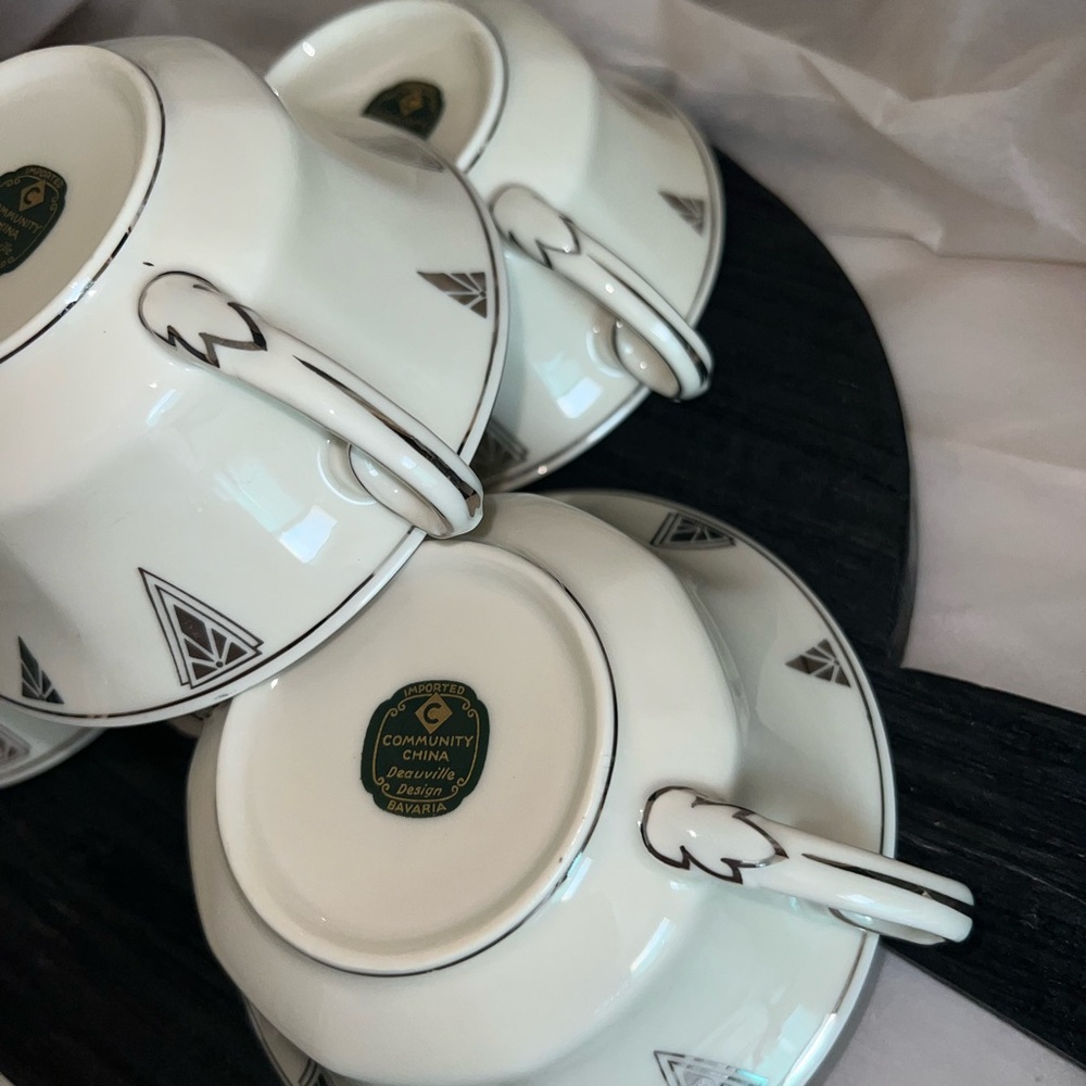 Vintage Community China Bavaria-Deauville Soup Bowls/Art Deco/Set of 4 - Picture 4 of 9